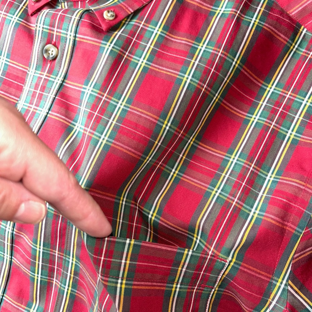 Men’s XL long sleeve button Cabela’s  outfitters series red green plaid holiday. - Picture 4 of 12